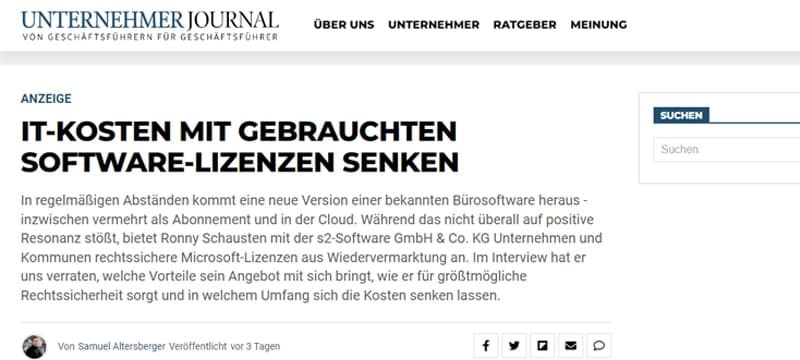 Ronny Schausten: IT-Kosten mit gebrauchten Software-Lizenzen senken