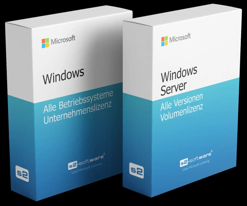 Produktboxen gebrauchter Microsoft-Lizenzen